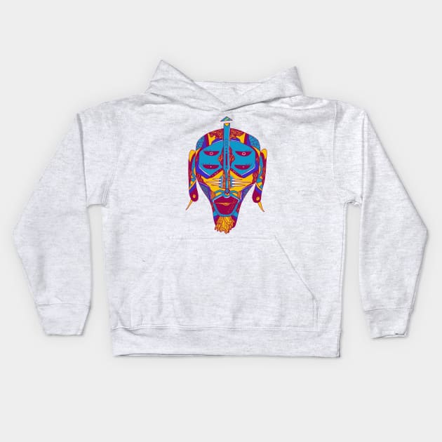 Triad African Mask No 11 Kids Hoodie by kenallouis